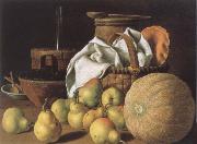 MELeNDEZ, Luis Style life with melon and pears Spain oil painting reproduction